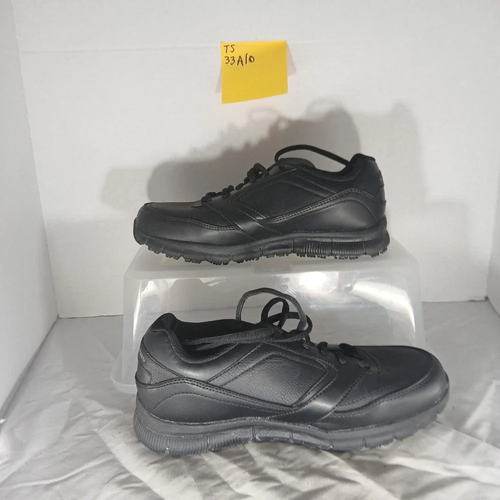 Skechers Work Slip Resistant EH Mens Black Leather Lace Up Shoes Size 7 Wide Fit